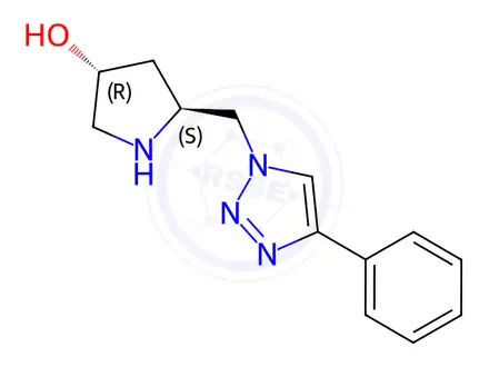 Chemical structure of (3R,5S)-5-((4-Phenyl-1H-1,2,3-triazol-1-yl)methyl)pyrrolidin-3-ol