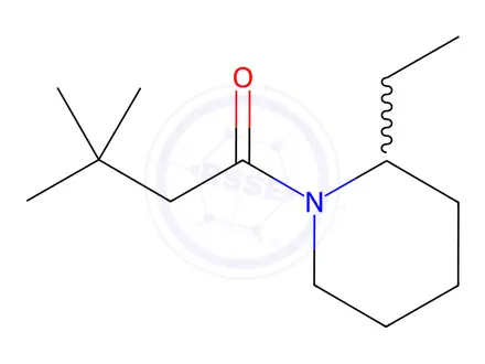 Chemical structure of Piperidine, 1-(3,3-dimethyl-1-oxobutyl)-2-ethyl-(9CI)