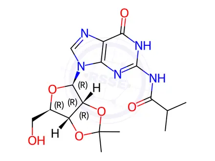 Chemical structure of Guanosine, 2',3'-O-(1-methylethylidene)-N-(2-methyl-1-oxopropyl)-