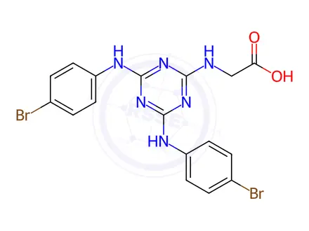 Chemical structure of Glycine, N-[4,6-bis[(4-bromophenyl)amino]-1,3,5-triazin-2-yl]-