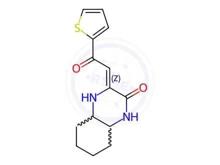 Chemical structure of (3Z)-3-[2-Oxo-2-(thiophen-2-yl)ethylidene]-decahydroquinoxalin-2-one