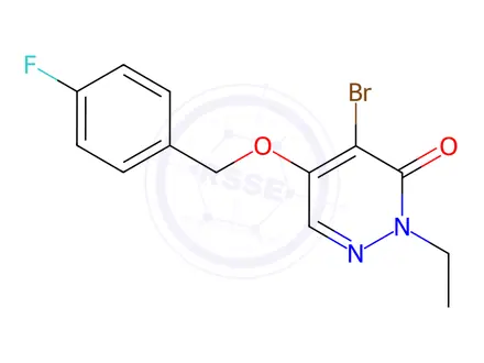 Chemical structure of 4-Bromo-2-ethyl-5-((4-fluorobenzyl)oxy)pyridazin-3(2H)-one