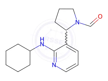 Chemical structure of 2-(2-(Cyclohexylamino)pyridin-3-yl)pyrrolidine-1-carbaldehyde