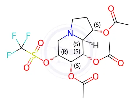 Chemical structure of Methanesulfonic acid, trifluoro-, 1,7,8-tris(acetyloxy)octahydro-6-indolizinyl ester, 1S-(1.alpha.,6.beta.,7.alpha.,8.beta.,8a.beta.)-