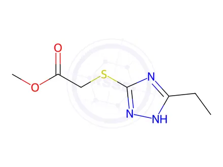 Chemical structure of Acetic acid, [(5-ethyl-1H-1,2,4-triazol-3-yl)thio]-, methyl ester (9CI)