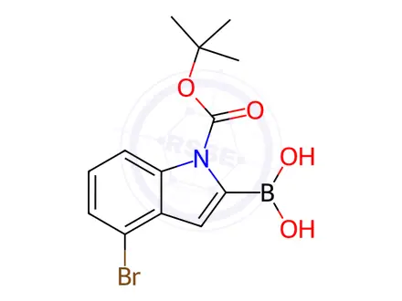 Chemical structure of (4-Bromo-1-(tert-butoxycarbonyl)-1H-indol-2-yl)boronic acid