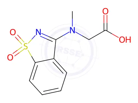 Chemical structure of [(1,1-dioxido-1,2-benzisothiazol-3-yl)(methyl)amino]acetic acid