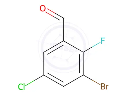 Chemical structure of Benzaldehyde, 3-broMo-5-chloro-2-fluoro-