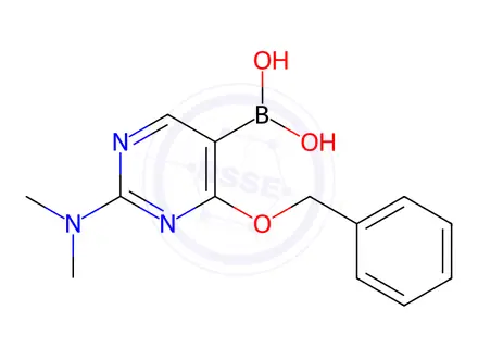 Chemical structure of (4-(Benzyloxy)-2-(dimethylamino)pyrimidin-5-yl)boronic acid