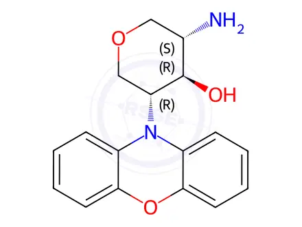 Chemical structure of (3S,4R,5R)-3-Amino-5-(10H-phenoxazin-10-yl)tetrahydro-2H-pyran-4-ol