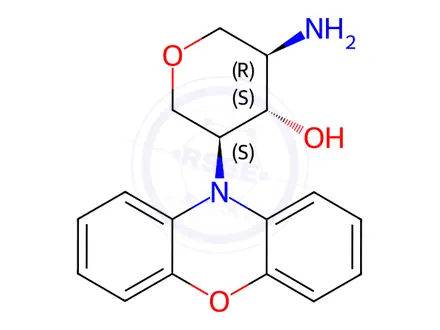 Chemical structure of (3R,4S,5S)-3-Amino-5-(10H-phenoxazin-10-yl)tetrahydro-2H-pyran-4-ol