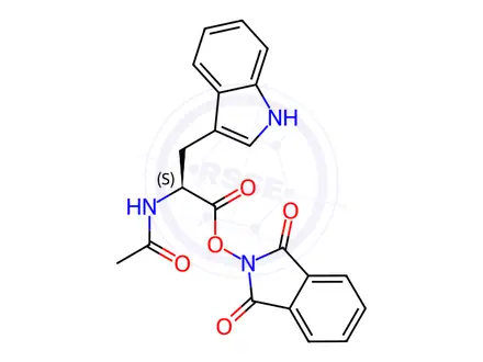 Chemical structure of Tryptophan, N-acetyl-, 1,3-dihydro-1,3-dioxo-2H-isoindol-2-yl ester