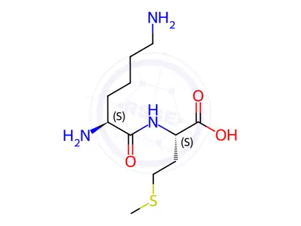 Chemical structure of H-Lys-Met-OH formiate salt