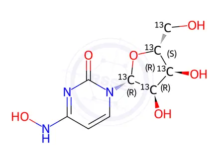 Chemical structure of β-D-N4-Hydroxycytidine 13C5
