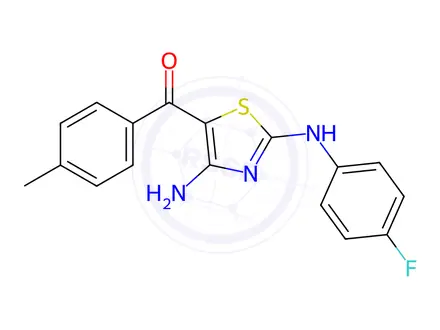 Chemical structure of (4-Amino-2-((4-fluorophenyl)amino)thiazol-5-yl)(p-tolyl)methanone