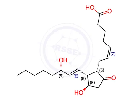 Chemical structure of Alprostadil (Prostaglandin E1) Impurity 16(8S)-PGE2