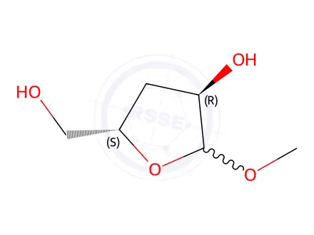 Chemical structure of (3R,5S)-5-(Hydroxymethyl)-2-methoxytetrahydrofuran-3-ol