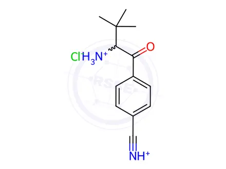 Chemical structure of rac-4-(2-Amino-3,3-dimethyl-1-oxobutyl)benzonitrile Hydrochloride