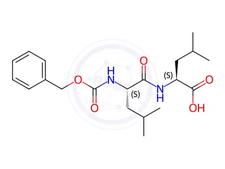 Chemical structure of (S)-2-((S)-2-(((Benzyloxy)carbonyl)amino)-4-methylpentanamido)-4-methylpentanoic Acid