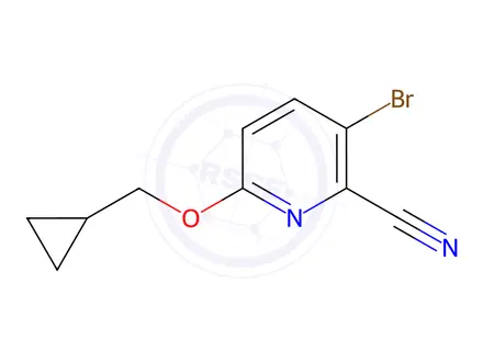Chemical structure of 3-Bromo-6-(cyclopropylmethoxy)picolinonitrile