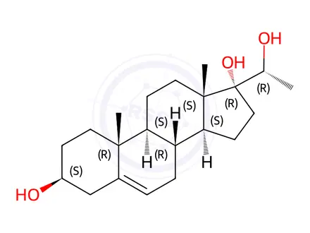 Chemical structure of (3b,20R)-Pregn-5-ene-3,17,20-triol