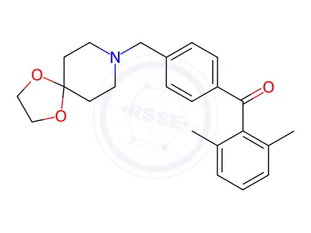 Chemical structure of (4-((1,4-Dioxa-8-azaspiro[4.5]Decan-8-yl)methyl)phenyl)(2,6-dimethylphenyl)methanone