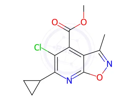 Chemical structure of Methyl 5-chloro-6-cyclopropyl-3-methylisoxazolo[5,4-b]pyridine-4-carboxylate