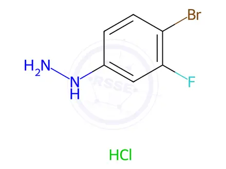 Chemical structure of Hydrazine, (4-bromo-3-fluorophenyl)-, hydrochloride (1:x)