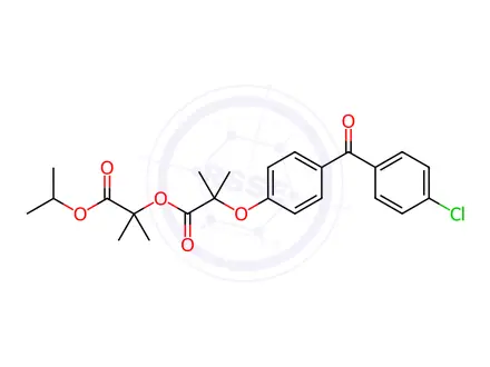 Chemical structure of Fenofibric Acid 1,1-Dimethyl-2-(1-methylethoxy)-2-oxoethyl Ester