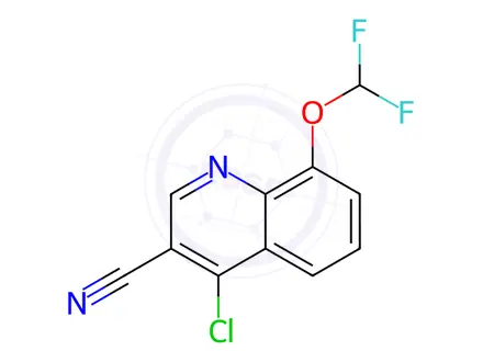 Chemical structure of 4-Chloro-8-(difluoromethoxy)quinoline-3-carbonitrile