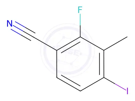 Chemical structure of Benzonitrile, 2-fluoro-4-iodo-3-methyl-