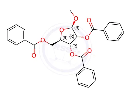 Chemical structure of Methyl 2,3,5-tri-O-benzoyl-β-D-ribofuranoside