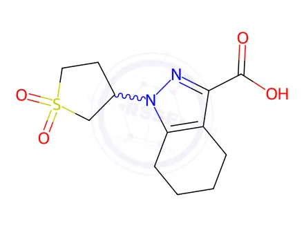 Chemical structure of 1-(1,1-Dioxidotetrahydrothiophen-3-yl)-4,5,6,7-tetrahydro-1h-indazole-3-carboxylic acid