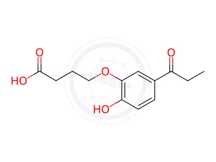 Chemical structure of Butanoic acid, 4-(2-hydroxy-5-(1-oxopropyl)phenoxy)-