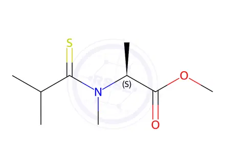 Chemical structure of Alanine, N-methyl-N-(2-methyl-1-thioxopropyl)-, methyl ester