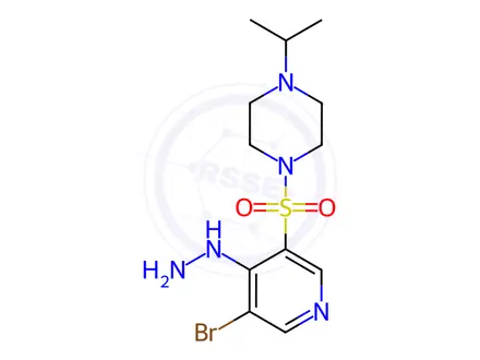 Chemical structure of 1-((5-Bromo-4-hydrazinylpyridin-3-yl)sulfonyl)-4-isopropylpiperazine