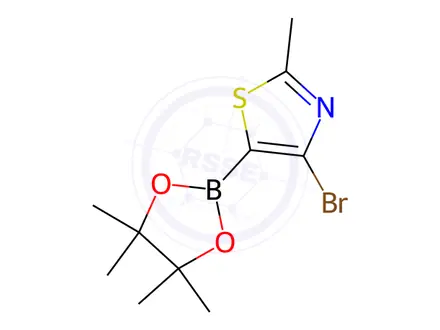Chemical structure of Thiazole, 4-bromo-2-methyl-5-(4,4,5,5-tetramethyl-1,3,2-dioxaborolan-2-yl)-