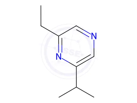 Chemical structure of Pyrazine, 2-ethyl-6-(1-methylethyl)-(9CI)