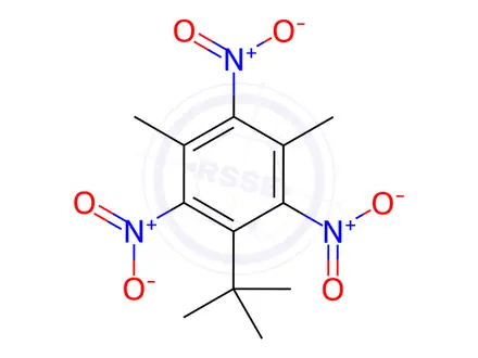 Chemical structure of 5-tert-Butyl-2,4,6-Trinitro-m-xylene (Musk Xylene) in methanol