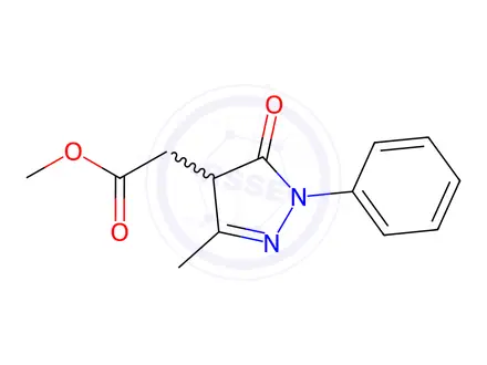 Chemical structure of Methyl 2-(3-methyl-5-oxo-1-phenyl-4,5-dihydro-1H-pyrazol-4-yl)acetate