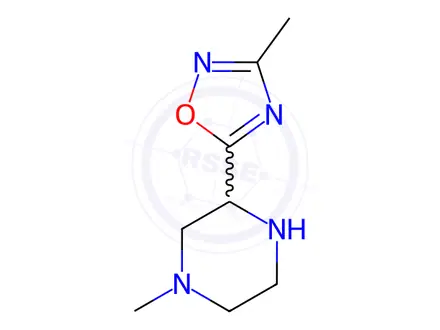 Chemical structure of Piperazine, 1-methyl-3-(3-methyl-1,2,4-oxadiazol-5-yl)-(9CI)