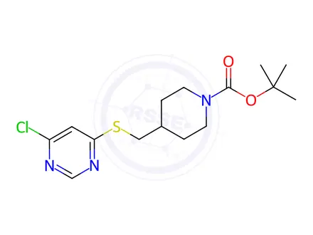 Chemical structure of 4-(6-Chloro-pyriMidin-4-ylsulfanylM ethyl)-piperidine-1-carboxylic acid tert-butyl ester