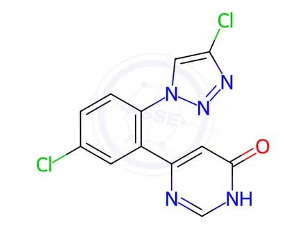 Chemical structure of 6-(5-Chloro-2-(4-chloro-1H-1,2,3-triazol-1-yl)phenyl)pyrimidin-4(3H)-one