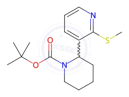 Chemical structure of tert-Butyl 2-(2-(methylthio)pyridin-3-yl)piperidine-1-carboxylate
