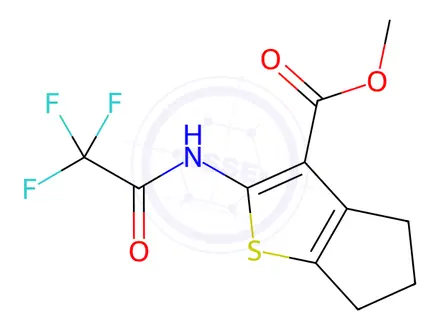 Chemical structure of methyl 2-(2,2,2-trifluoroacetamido)-5,6-dihydro-4H-cyclopenta[b]thiophene-3-carboxylate