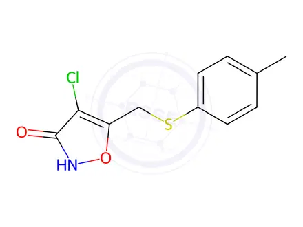 Chemical structure of 4-Chloro-5-((p-tolylthio)methyl)isoxazol-3(2H)-one