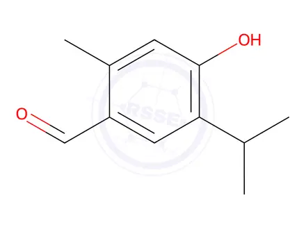 Chemical structure of Benzaldehyde, 4-hydroxy-2-methyl-5-(1-methylethyl)-