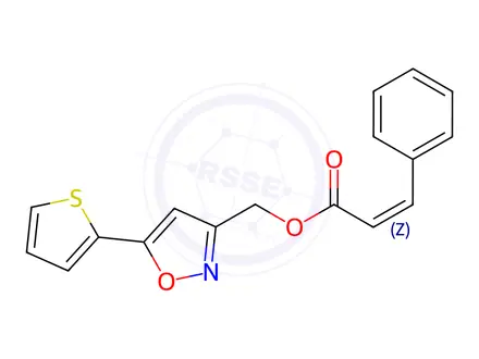 Chemical structure of (5-(Thiophen-2-yl)isoxazol-3-yl)methyl (Z)-3-phenylacrylate