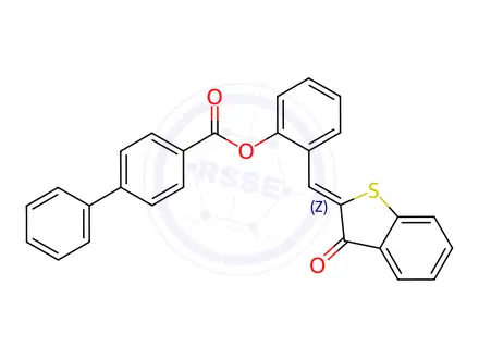 Chemical structure of 2-[(3-oxo-1-benzothien-2(3H)-ylidene)methyl]phenyl [1,1'-biphenyl]-4-carboxylate