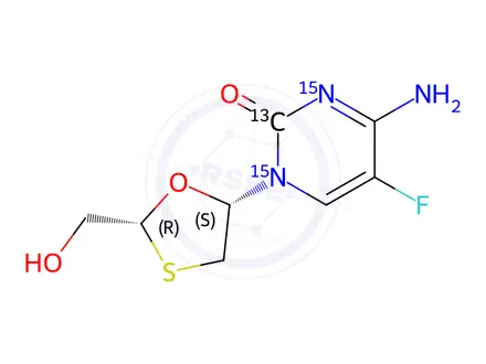 Chemical structure of Emtricitabine-13C,15N2